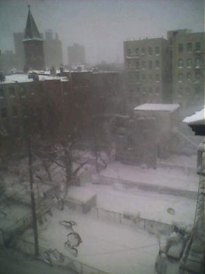 Brooklyn Blizzard Photos: The view from my apartment of the inner courtyard at 331 Keap Street.